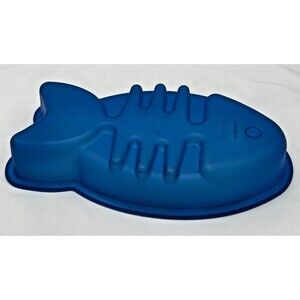 PEDRINI Silicone Baking Jell-O Mold Cake Form Pan- Large Fish 8x14 inches - Blue
